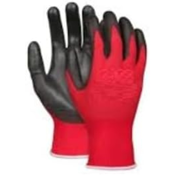 YAPI Polyester Örme Nitril Eldiven Çift, No 10, Kırmızı Siyah 12 ÇİFT