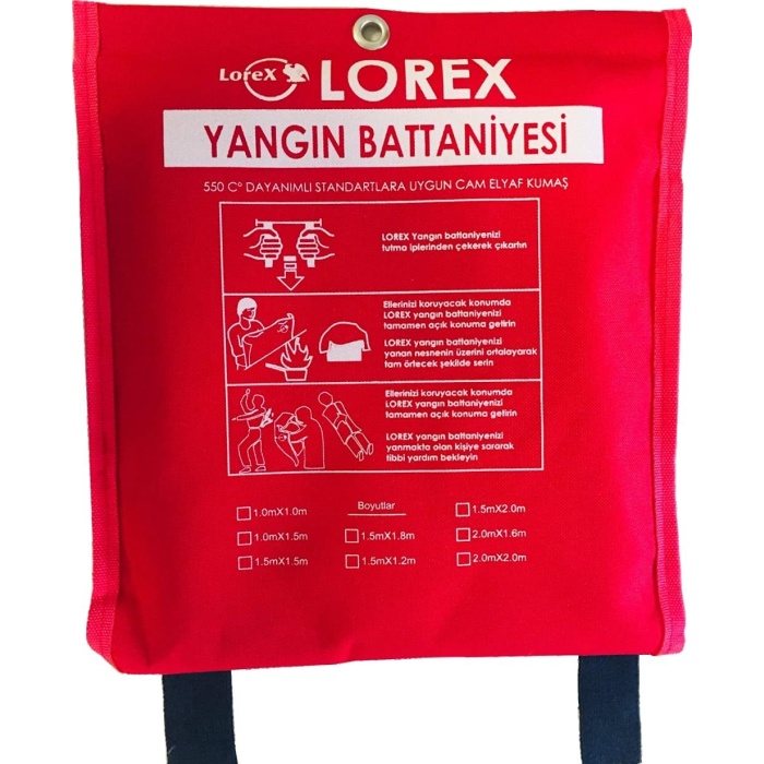 LR-FB1010C Yangın Battaniyesi 100cm x 100cm Çantalı, Kırmızı