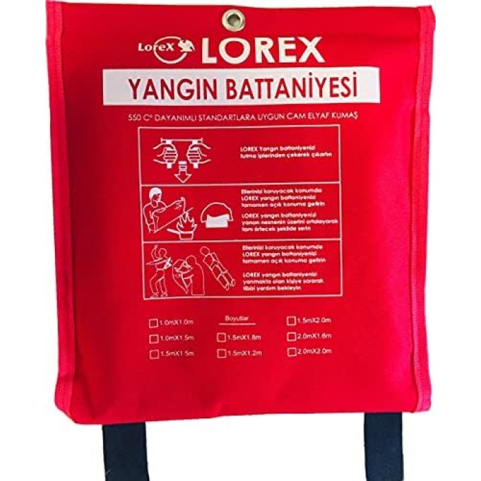 LR-FB1010C Yangın Battaniyesi 100cm x 100cm Çantalı, Kırmızı