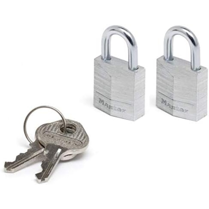 Lock 9120EURTCC 2 Adet Masif Alüminyumdan Yapılan Anahtarlı Asma Kilit Seti, Gri, 2 x 3,4 x 1,4 cm