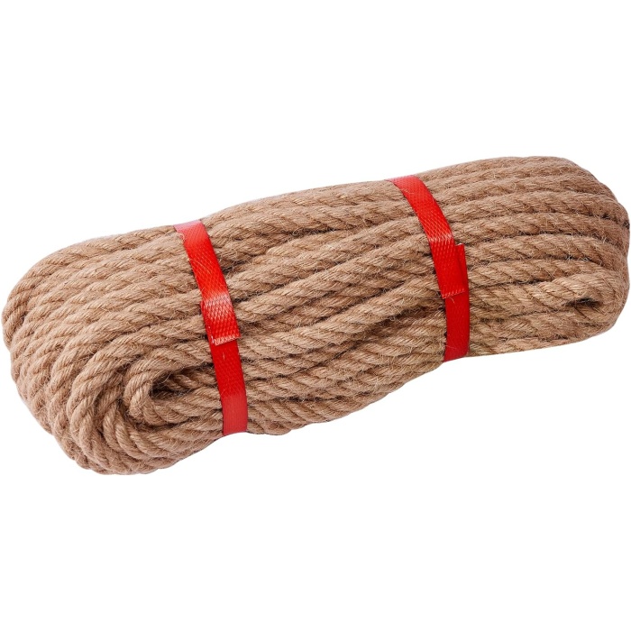 Jüt halat 8 mm 20 m, doğal kenevir ip, 4 ip, kalın jüt ip, bükülmüş, halat, bahçe, el işi için, kendin yap dekorasyon ipi, tırabzan halatı, gemi istifleme ipi, paket ipi