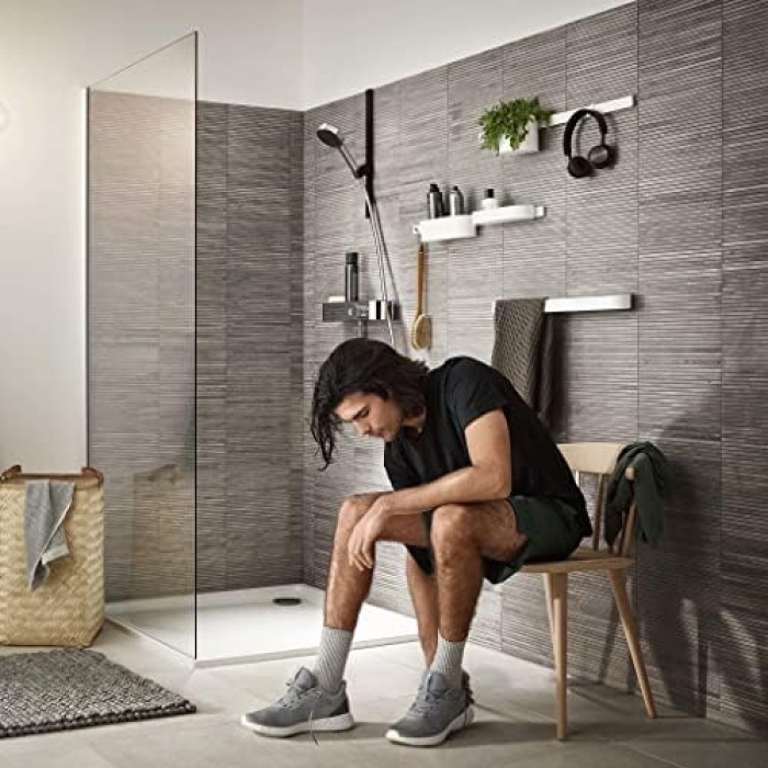 WallStoris - Duvar Çubuğu 50 cm, Banyo Muhafazası, Yapıştırmak veya Delmek için Saklama Sistemi için Sabitleme Çubuğu, Delmeden Banyo Aksesuarı, Mat Beyaz