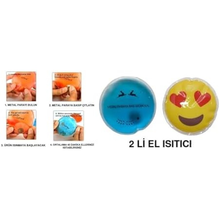 Homi KALP EMOJİ MAVİ CEYLAN CEP SOBASI,EL ISITICI,2 ADET SICAK SU TORBASI PVC 9cm