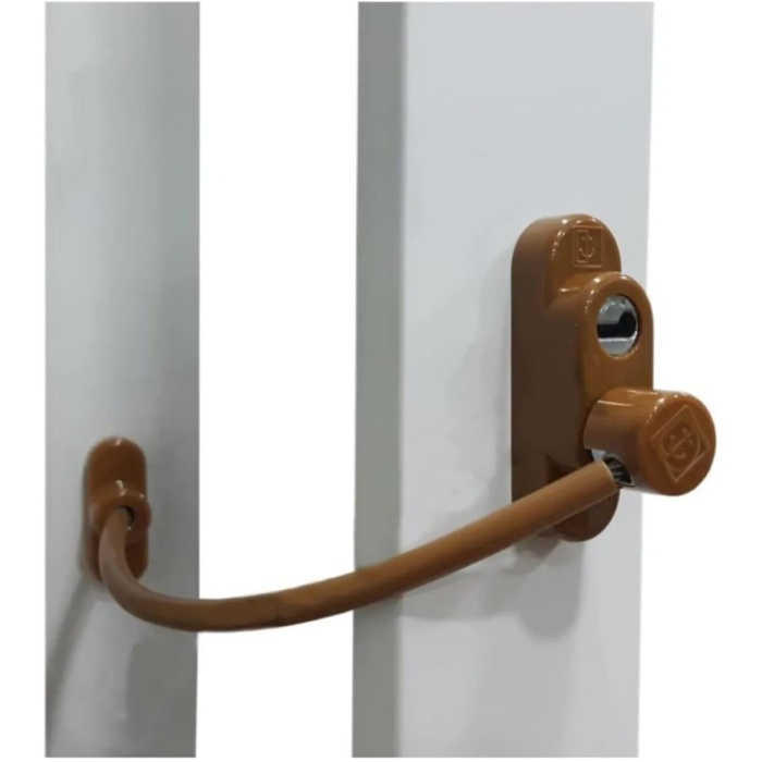 Penkid Çelik Halatlı Kablolu Pvc Pencere Emniyet Çocuk Güvenlik Kilidi 3 ADET (Kahverengi)