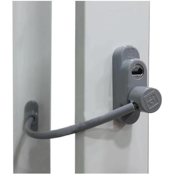 Penkid Çelik Halatlı Kablolu Pvc Pencere Emniyet Çocuk Güvenlik Kilidi 3 ADET (Gri)