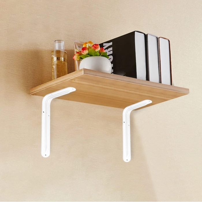 Raf Altı Ayak Raf Tutucu L Demir 16.5 x 23 cm Beyaz Montaj Aparatı (2 ADET)