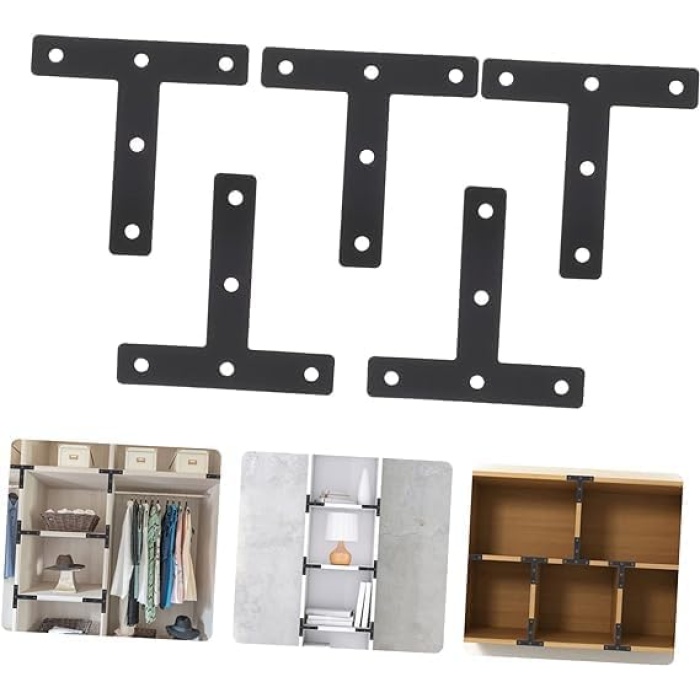 10 Adet T-desen 8x8x1,5cm yama Çeşitli mobilyaları sabitlemek için uygun mobilya sabitleme plakası metal raflar mobilya bağlantı elemanları tamir plakaları