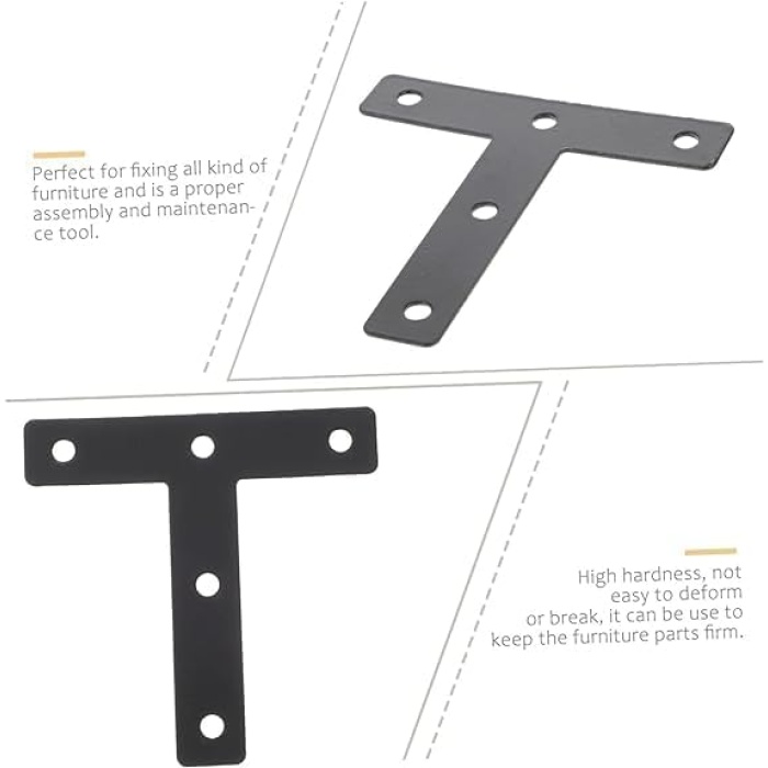 10 Adet T-desen 8x8x1,5cm yama Çeşitli mobilyaları sabitlemek için uygun mobilya sabitleme plakası metal raflar mobilya bağlantı elemanları tamir plakaları