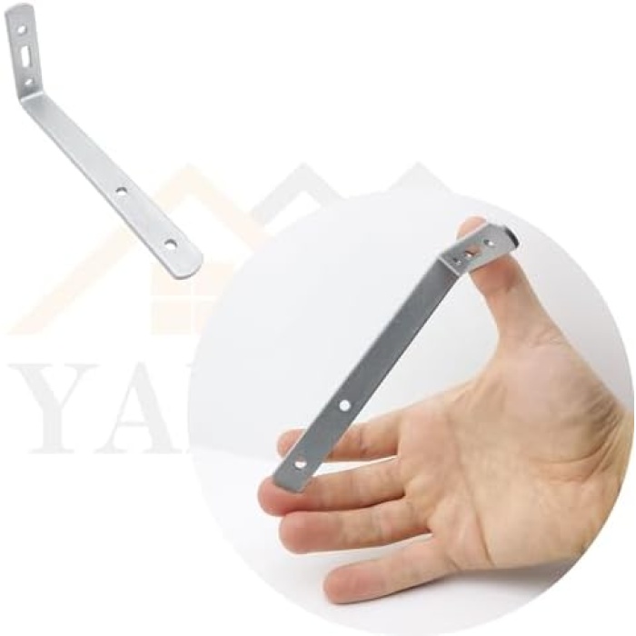 4-ad Hafif Yük Modern Çelik Raf Altı Ayak Gümüş - Metal Raf Tutucu Destek Aparatı - Dekoratif L Konsol Demiri - Demir Raf Ayağı (Gümüş, 140 mm)