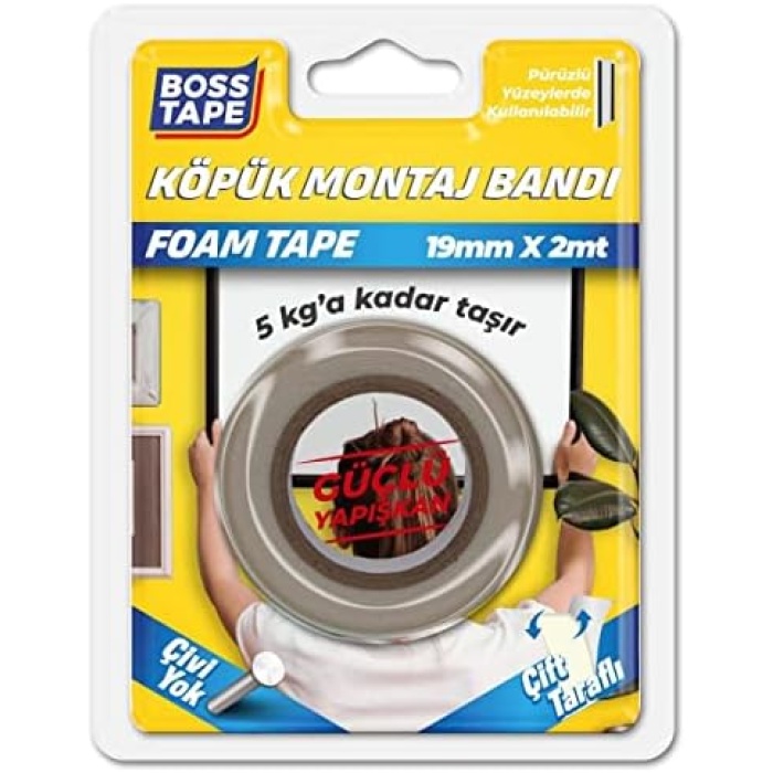 Tape 5 KG Köpük Montaj Aksesuar Yapıştırma Bandı 19mmx2mt