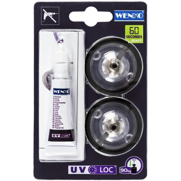 UV-Loc duvar serileri için uygun yedek set, 2 duvar montaj plakası ve 1 özel yapıştırıcı içerir, delmeden hızlı ve temiz sabitleme için, yenilikçi yapıştırma sistemi, gümüş, 2,5 x 7 x 1,5 cm