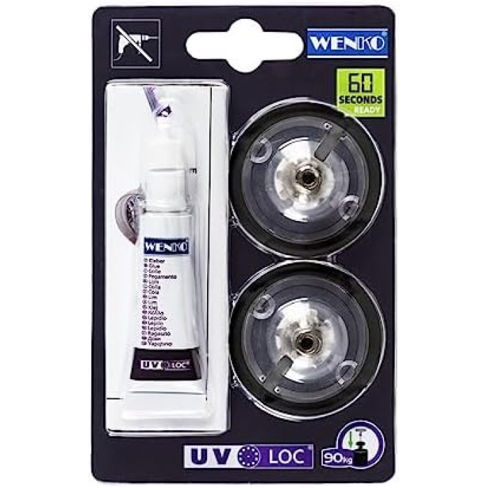 UV-Loc duvar serileri için uygun yedek set, 2 duvar montaj plakası ve 1 özel yapıştırıcı içerir, delmeden hızlı ve temiz sabitleme için, yenilikçi yapıştırma sistemi, gümüş, 2,5 x 7 x 1,5 cm