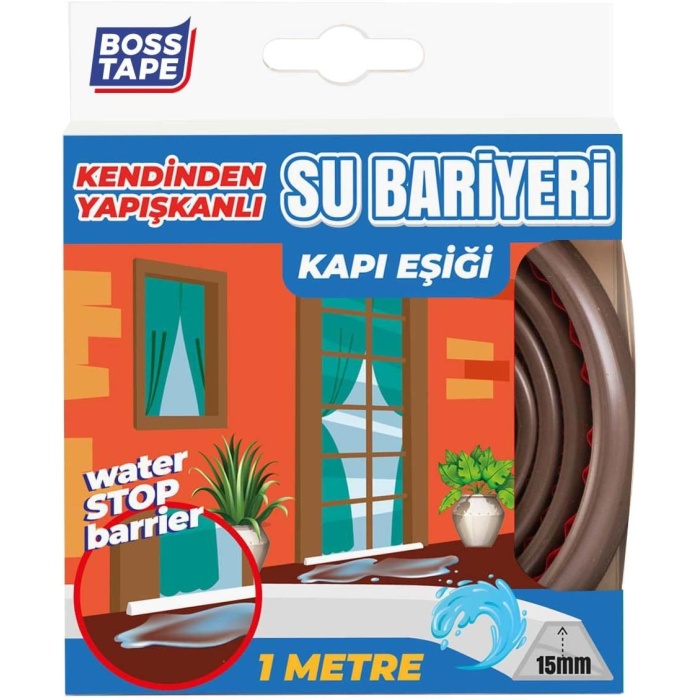 Tape Duş, Kapı Eşiği, Mutfak Tezgahı Etrafı Su Kesici Bariyer Kahverengi 1 metre