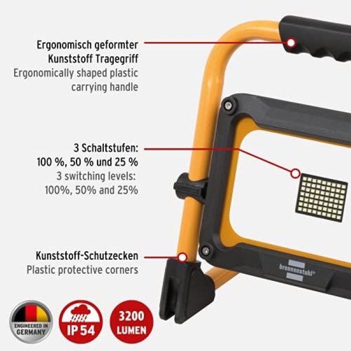 Akülü LED çalışma spotu Jaro 3010 MA (30 W, 3200 lm, 6500 K, IP54, Powerbank fonksiyonlu LED şantiye projektörü, 12 saat aydınlatma süresi, 3 kademeli)