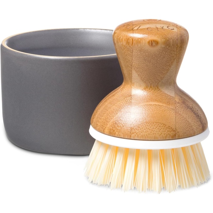Circle Bubble bis Keramik Seifenspender & Scrubber Schwamm Set, weiß, grau/weiß, Dish Brush + Dispenser