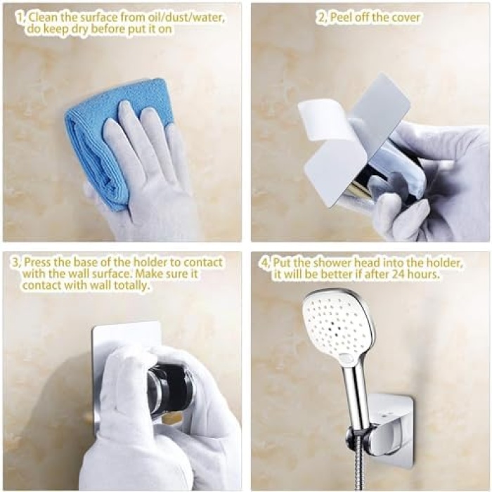 Home Yapışkanlı Krom Duş Askısı,Banyo Ve Duşa Kabin İçin Yapışkanlı Mafsal,Duş Başlığı Tutucu