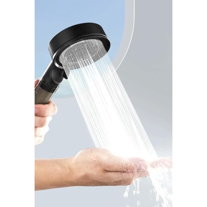 Turbo Filtreli Duş Başlığı, Yüksek Basınçlı Filtreli El Duşu, 5 Fonksiyonlu Filtreli Duş Başlığı, Filtreli El Duşu (Black)