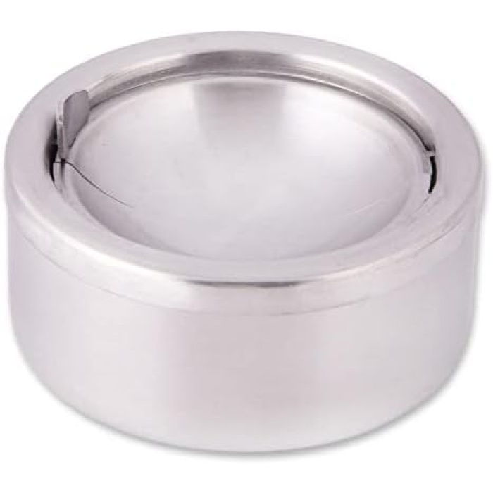 Çelik Hazneli Basmalı Küllük - Bahçe Tipi Kül Tablası - Mandallı Küllük - 12 cm Çap