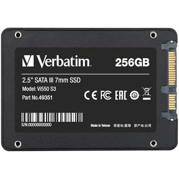 Vi550 S3 SSD, dahili SSD sürücü, 256 GB veri belleği, 2,5 inç SATA III arayüzlü Solid State Drive ve 3D NAND teknolojisi, siyah