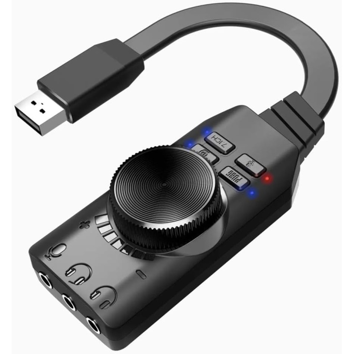 Plus PX-GS3 Plextone GS3 Mark II Sanal Gaming 7.1 Kanal USB Ses Kartı, Gaming Ses Kartı PUBG ve Lol Ses Efektleri Dahil, Mikrofon ve 3.5mm Çift Kulaklık Ses Jakı Stereo Ses Kartı Dönüştürücü