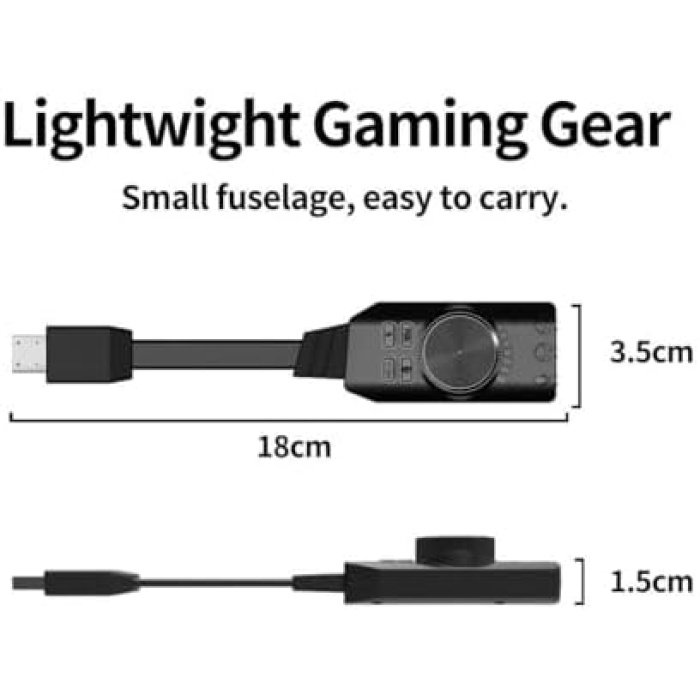 Plus PX-GS3 Plextone GS3 Mark II Sanal Gaming 7.1 Kanal USB Ses Kartı, Gaming Ses Kartı PUBG ve Lol Ses Efektleri Dahil, Mikrofon ve 3.5mm Çift Kulaklık Ses Jakı Stereo Ses Kartı Dönüştürücü