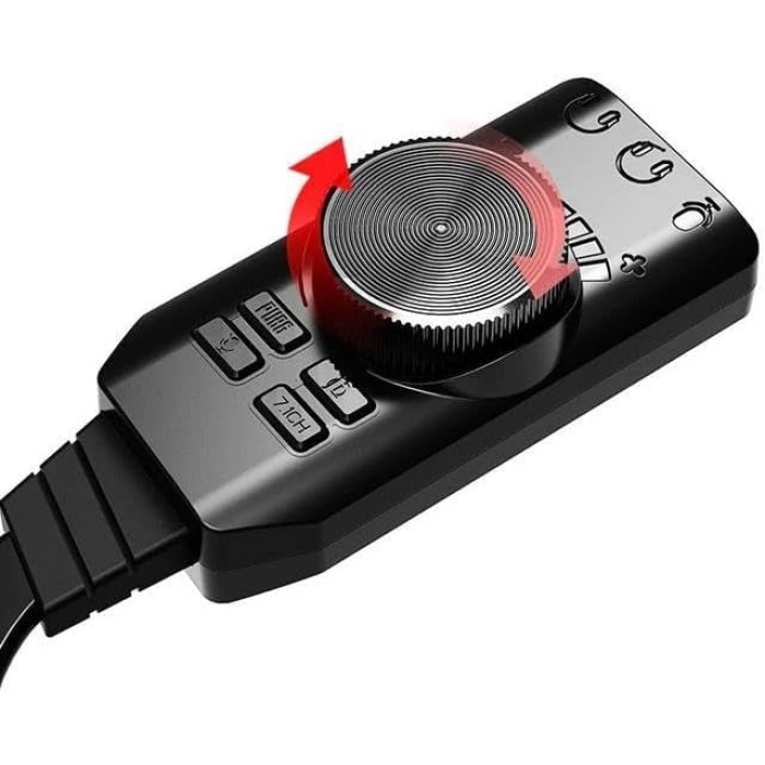 Plus PX-GS3 Plextone GS3 Mark II Sanal Gaming 7.1 Kanal USB Ses Kartı, Gaming Ses Kartı PUBG ve Lol Ses Efektleri Dahil, Mikrofon ve 3.5mm Çift Kulaklık Ses Jakı Stereo Ses Kartı Dönüştürücü