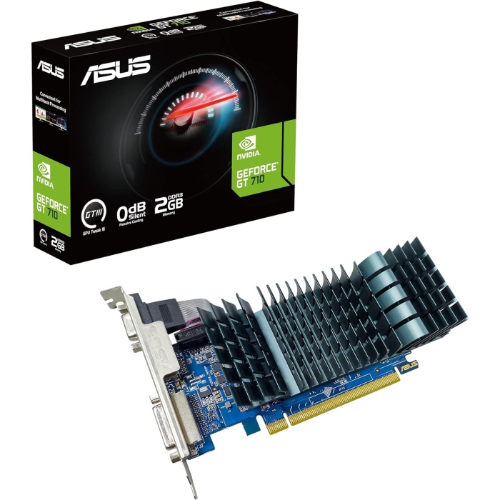 GeForce GT 710 (2GB DDR3 EVO düşük profilli grafik kartı, sessiz HTPCler için, 2 GB, DDR3, 954 MHz)