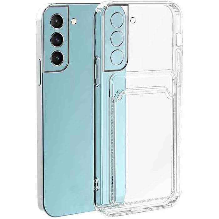 Samsung Galaxy S21 FE 5G İle Uyumlu Kartlıklı, Darbeye Dayanıklı (Shockproof) Şeffaf Kılıfı