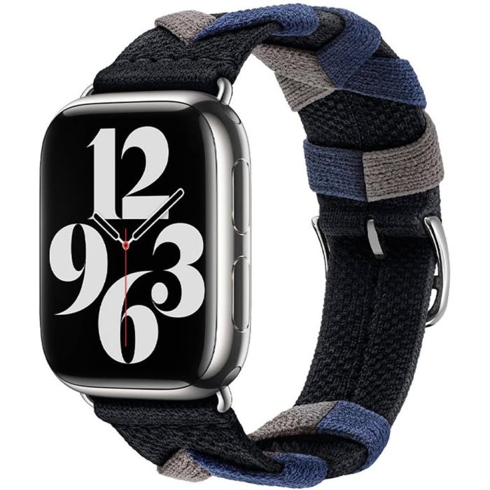 Apple İle Uyumlu Watch 38mm/40mm KRD-97 Sarmal Örgü Tasarımlı Kordon Siyah