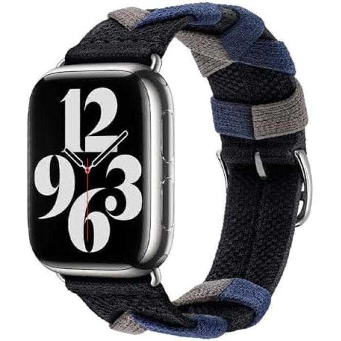 Apple İle Uyumlu Watch 38mm/40mm KRD-97 Sarmal Örgü Tasarımlı Kordon Siyah