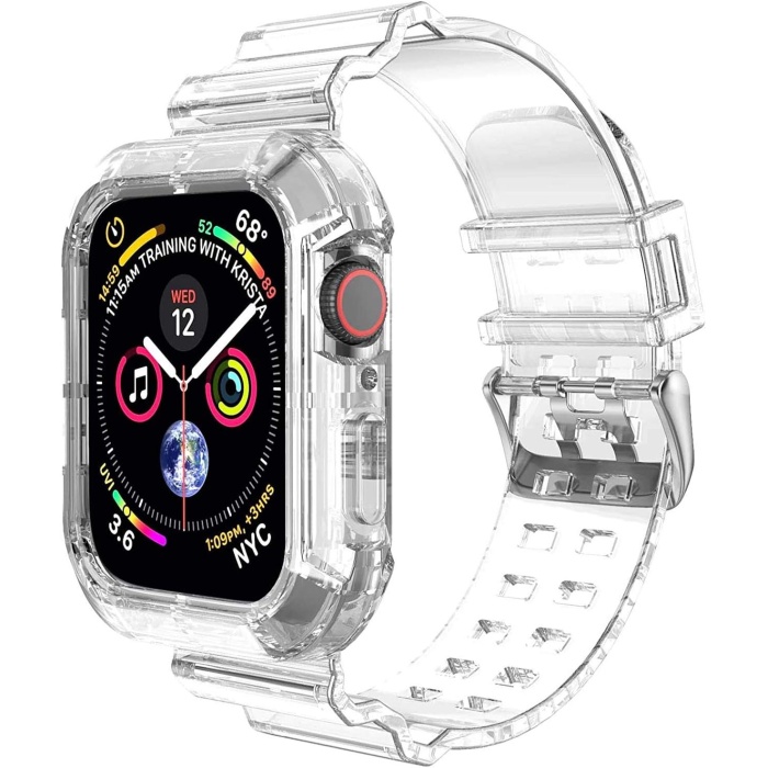 Apple Watch SE 2022 44mm için Kordon Transparent Clear Band Şeffaf