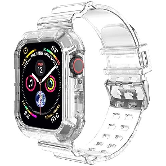 Apple Watch SE 2022 44mm için Kordon Transparent Clear Band Şeffaf
