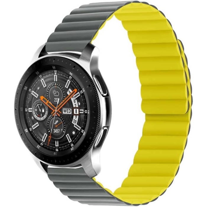 Galaxy İle Uyumlu Watch Active 2 40mm KRD-52 Kordon Gri-Sarı