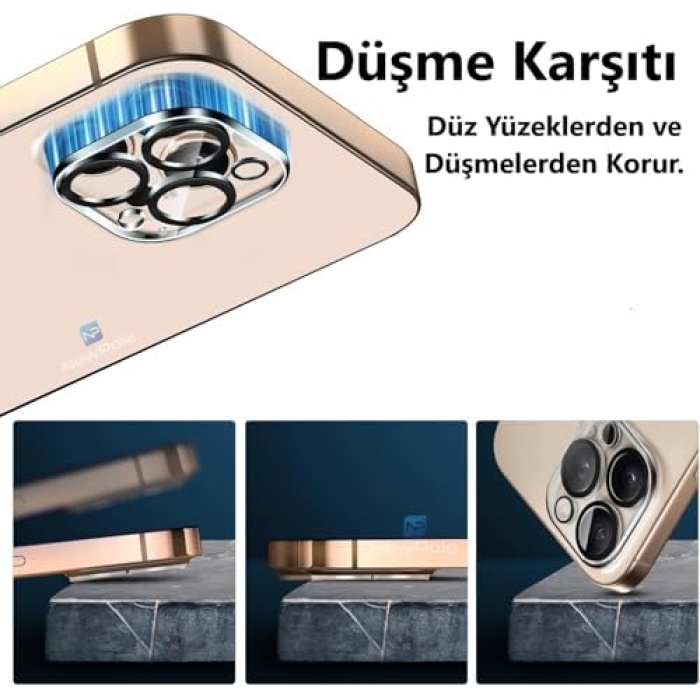 iPhone 16 Pro Max/iPhone 16 Pro için Kamera Lens Koruyucu [Darbeye Dayanıklı] 9H Temperli Cam Lens Kamera Koruyucu Apple iPhone 16 Pro/iPhone 16 Pro Max ile Uyumlu Kamera Koruyucu [Çizilmez]