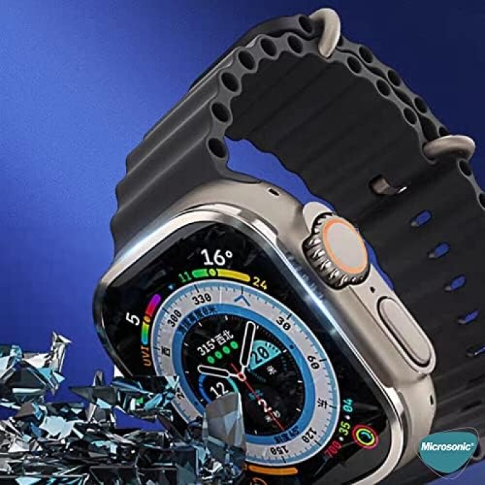 Apple Watch Ultra Tam Kaplayan Cam Ekran Koruyucu V2 Siyah