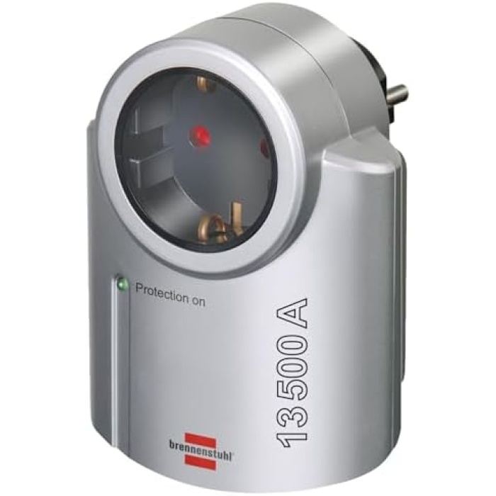 Primera-Line, priz adaptörü ile yüksek gerilim koruması için (adaptör yıldırım koruması olarak elektronik cihazlar) renk: Gümüş/siyah 1 Adapter Siyah, Gümüş 1506950