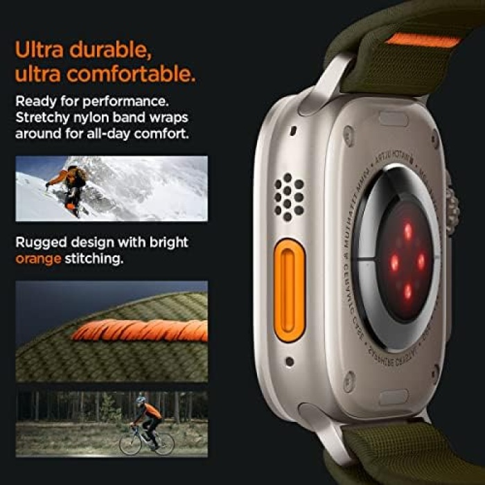 Apple Watch 49mm Ultra 2/1 - 46mm Seri 10 - 45mm Seri 9/8/7 - 44mm Seri SE2/SE/6/5/4 Kordon Kayış Band Lite Fit Ultra Khaki - AMP05985
