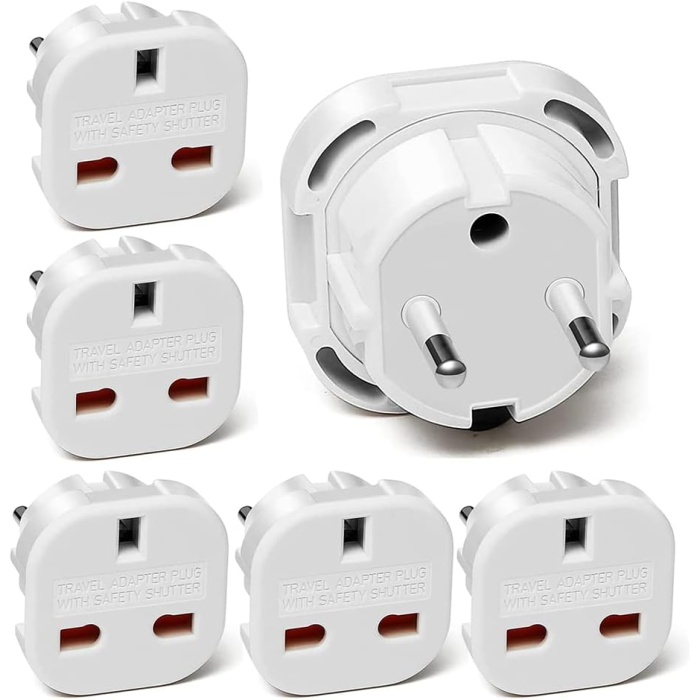 Adaptör İngiltere Almanya fişi, 6 adet UK - DE adaptör fişi, İngiltereden Almanyaya priz adaptörü, seyahat, ev, ofis için, beyaz