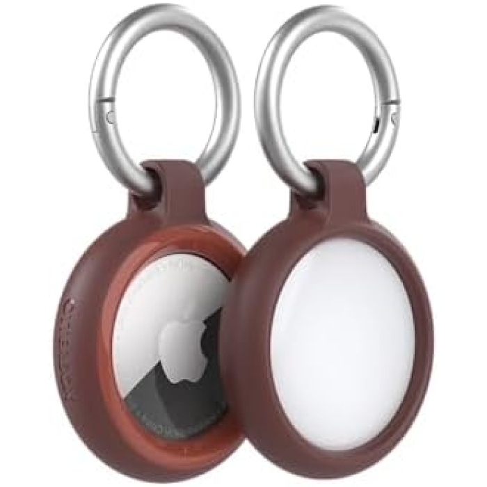 Sleek Serisi AirTag için Kılıf, Darbeye ve Düşmeye Karşı Koruyucu, Karabinalı Apple AirTags için İnce Koruyucu Kılıf - Kahverengi
