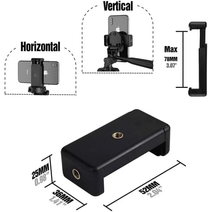 Akıllı Telefon Tutucu, Tripod Montaj Adaptörü, Klipsli Konnektör Başlığı, Selfie Çubuğu Başlığı, Seyahat Mini Tripod Başlığı