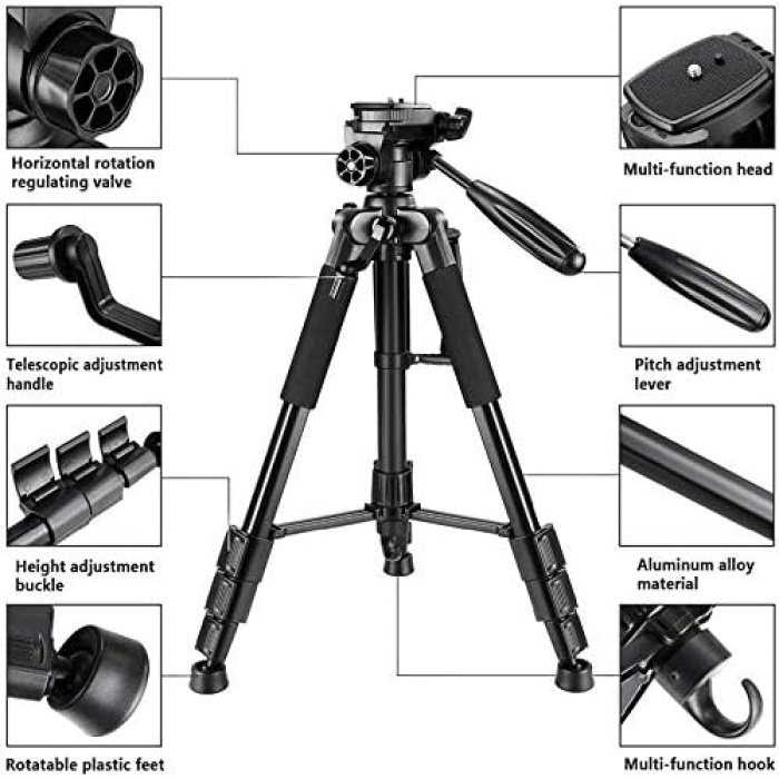 Profesyonel NP-8850 Kamera ve Telefon Standlı Ayarlanabilir 175cm Tripod