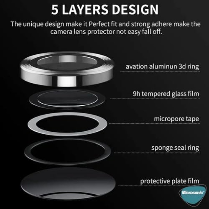 Xiaomi Poco M6 Pro 4G Tekli Kamera Lens Koruma Camı Siyah