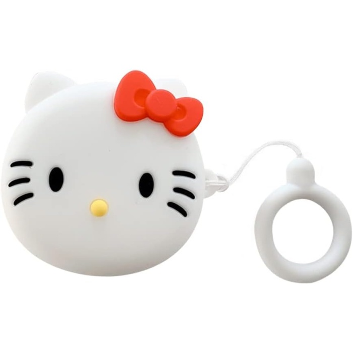 Samsung Galaxy Buds Pro için Kılıf Cartoon Figürlü Silikon Crtn-Fgr-Hl-Kty [Buds Pro ile Uyumlu Kılıf - Beyaz - Altın]