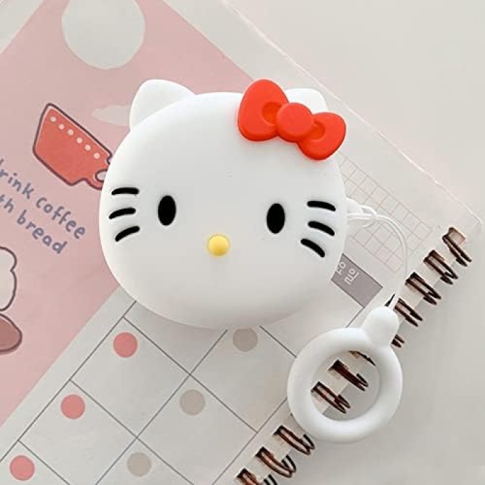 Samsung Galaxy Buds Pro için Kılıf Cartoon Figürlü Silikon Crtn-Fgr-Hl-Kty [Buds Pro ile Uyumlu Kılıf - Beyaz - Altın]