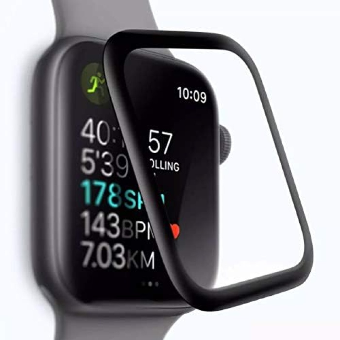 Apple Watch Series 9 45mm Tam Kaplayan Temperli Cam Ekran Koruyucu Siyah