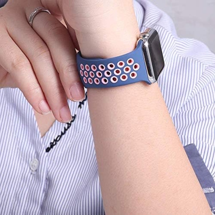 Apple Watch Series 4 40mm için Kordon Rainbow Band Siyah Beyaz
