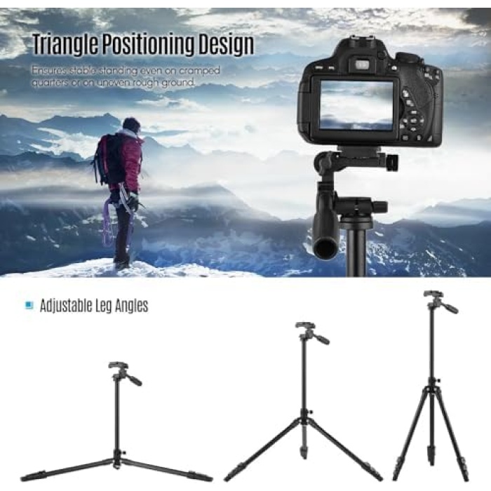 HT-T02 Profesyonel Tripod 154 Cm Yatay Kullanım Çok Fonksiyonlu Panoramik Kafa 360 Derece Dönebilir