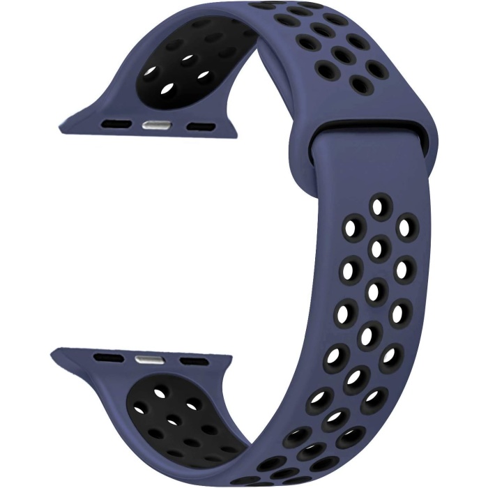 Apple Watch SE 44mm için Kordon Rainbow Band Lacivert Siyah