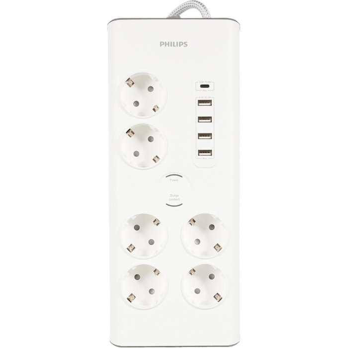 SPN7060WA Akım Korumalı Priz 6lı 900J 2m 4 USB 20W 1 Type-C 15W, Standart