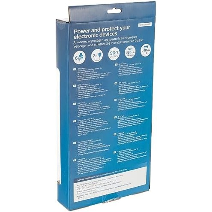 SPN7060WA Akım Korumalı Priz 6lı 900J 2m 4 USB 20W 1 Type-C 15W, Standart
